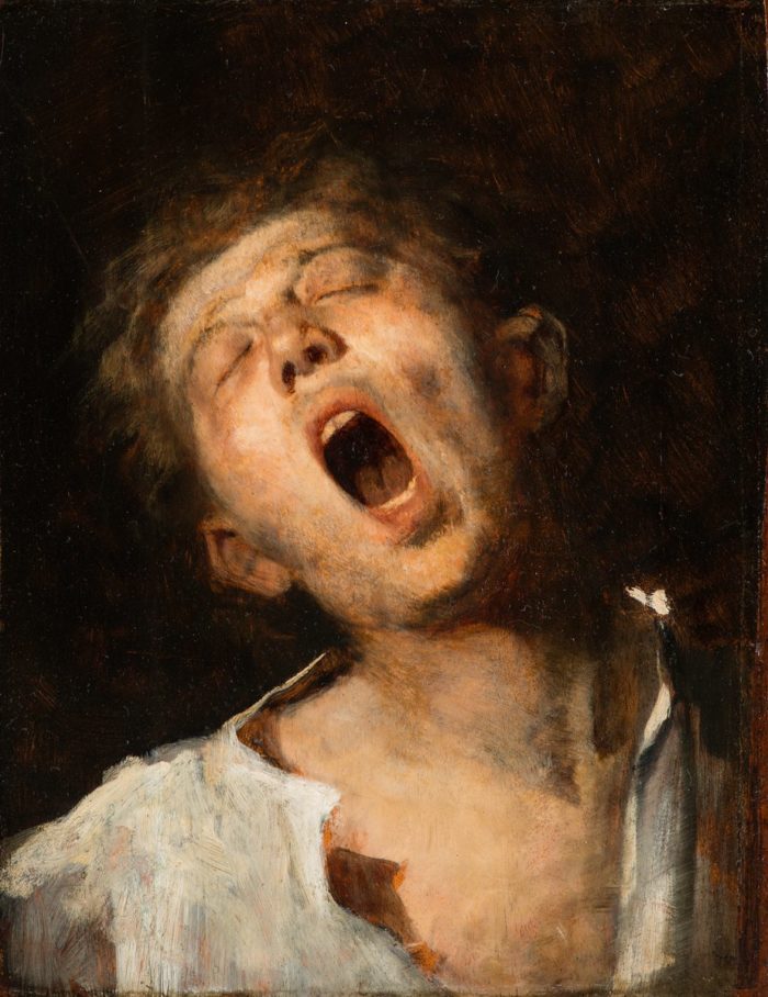 mihaly munkacsi yawning butler oil painting